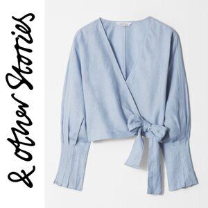 100% Linen Wrap Blouse - Size Large